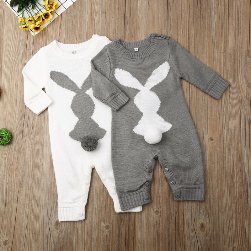 0 24M Newborn Baby Boy Girl Rompers Bunny Knitted