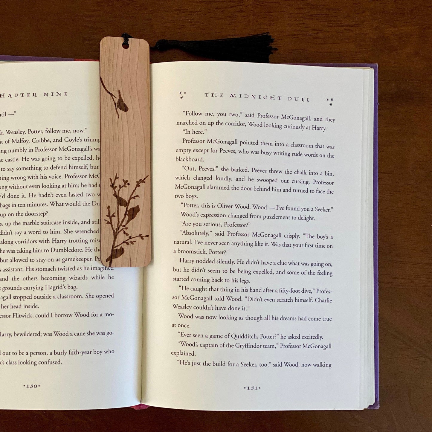 Birds on Branches Engraved Wood Bookmark