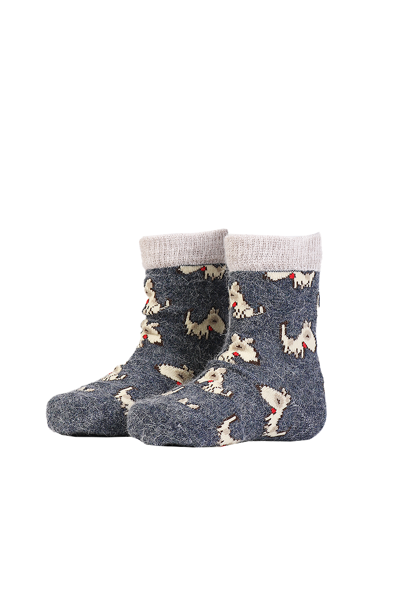 PLUUTO angora wool socks with dogs for babies
